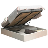 Lit coffre 2 places (140x190) avec sommier à lattes au style scandinave en similicuir blanc - MAJESTY