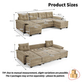 Canapé-lit U-forme Camel, Sectionnel Modulable Convertible, Chenille Moderne avec USB, Accoudoirs Amovibles