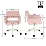 Fauteuil de bureau en velours côtelé rose, réglable en hauteur, rotation à 360° - ROSS