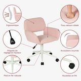 Ensemble bureau pliable et fauteuil de bureau en velours côtelé rose âââââââ€?ASCOLI & ROSS