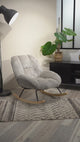 Fauteuil à bascule scandinave en velours côtelé avec accoudoirs pour salon ou chambre à coucher, gris - LITHOPS