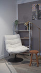 Fauteuil de loisirs réglable tissu mouton bouclette blanc pivotant à 360° - LAMBERY