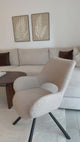 Set of 6 Scandinavian dining chairs with beige fabric armrests - Beth
