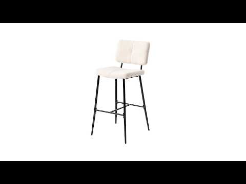 Lot de 4 tabourets de bar scandinaves avec dossier en tissu mouton bouclette beige - POMONA BAR