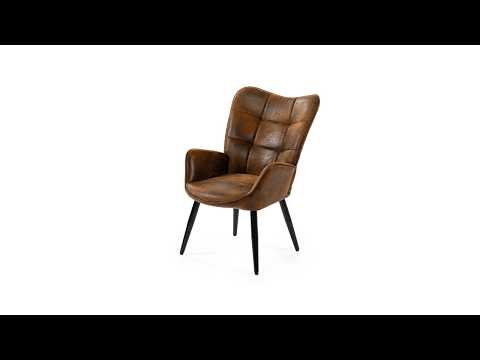 Scandinavian armchair with stitched suede armrests - KANAS