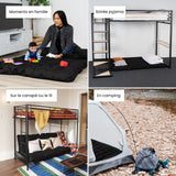 Matelas futon portable pliable 2 places noir, 135x190x10cm - MICA