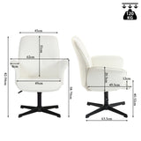 Fauteuil de bureau ergonomique réglable pivotant avec accoudoirs en tissu bouclette blanc - THOMASINA