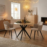 Round Table Table Table Table Timber Ø80 cm with 4 black velvet chairs, modern and comfortable style