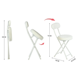 Lot de 4 chaises/tabourets pliantes, assise ronde en tissu effet fausse fourrure blanche - ERNST