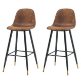 Lot de 2 tabourets de bar industriels avec dossier en suédine - CHARLTON BAR