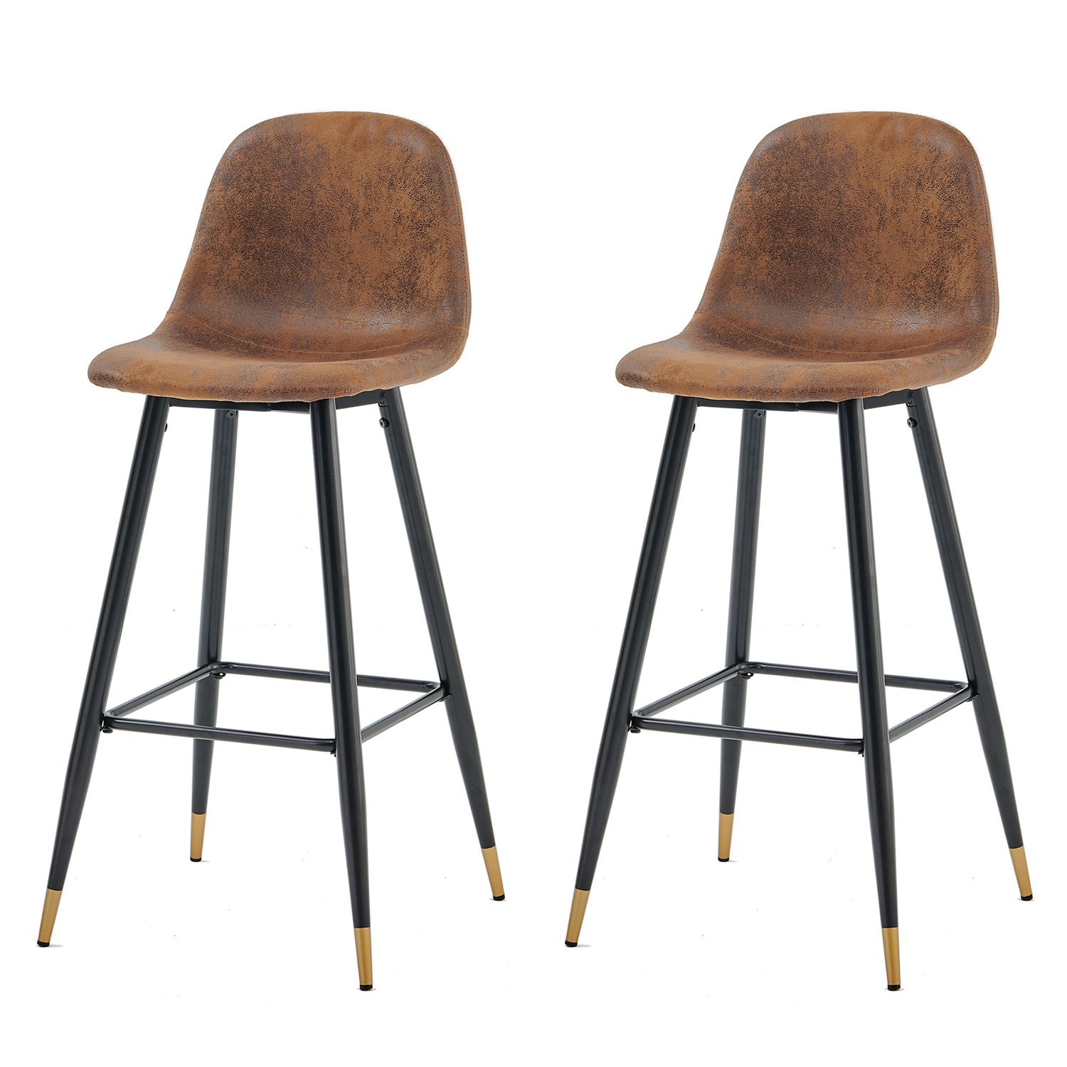 Lot de 2 tabourets de bar industriels avec dossier en suédine - CHARLTON BAR