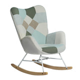 Scandinavian breastfeeding armchair with armrests in Aqua padded patchwork fabric - Epping