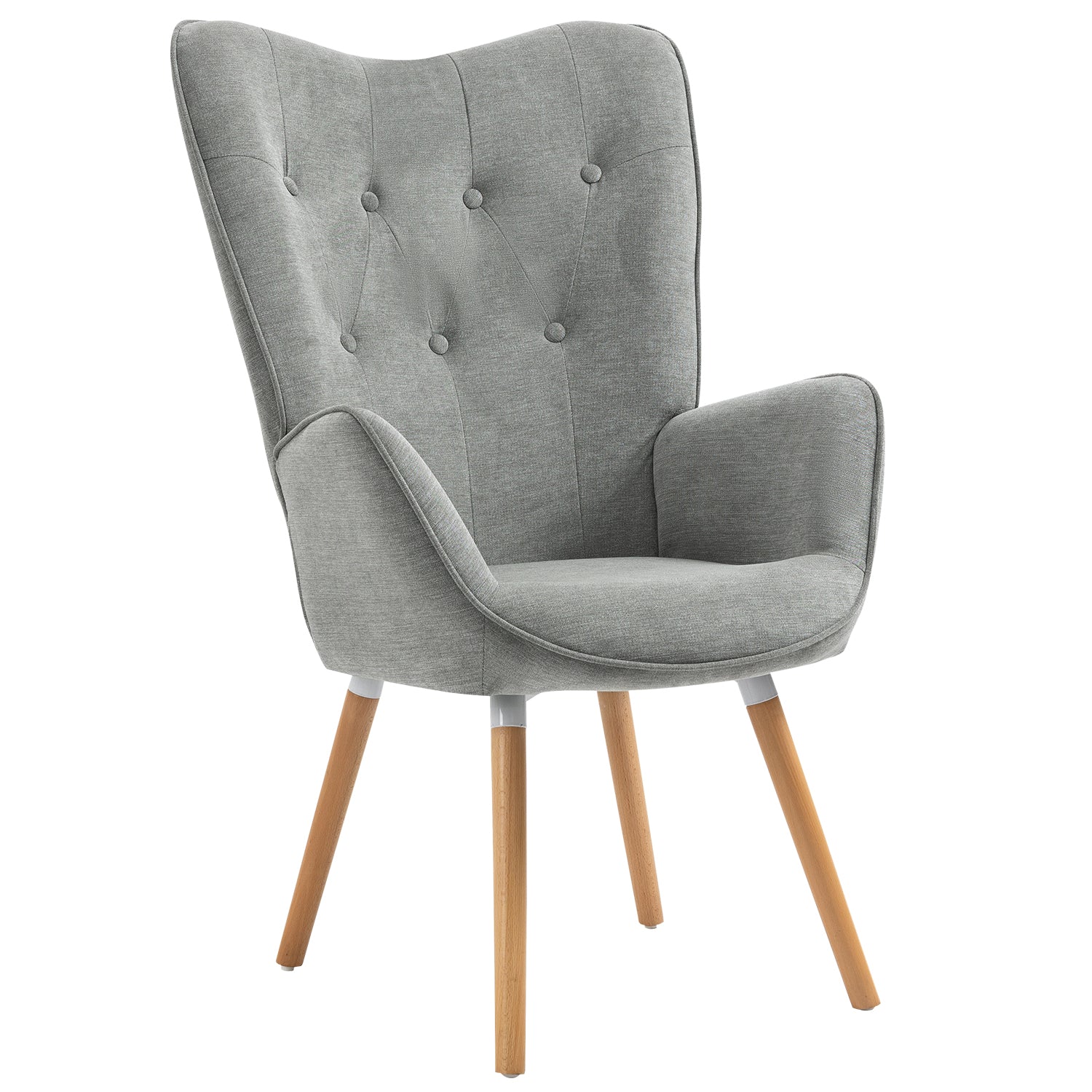 Fauteuil scandinave avec accoudoirs en tissu gris capitonné - KAS