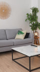Zeitgenössischer Stil quadratischer Couchtisch, Marmoreffekt Holzschale, Black Metal Struktur - facto